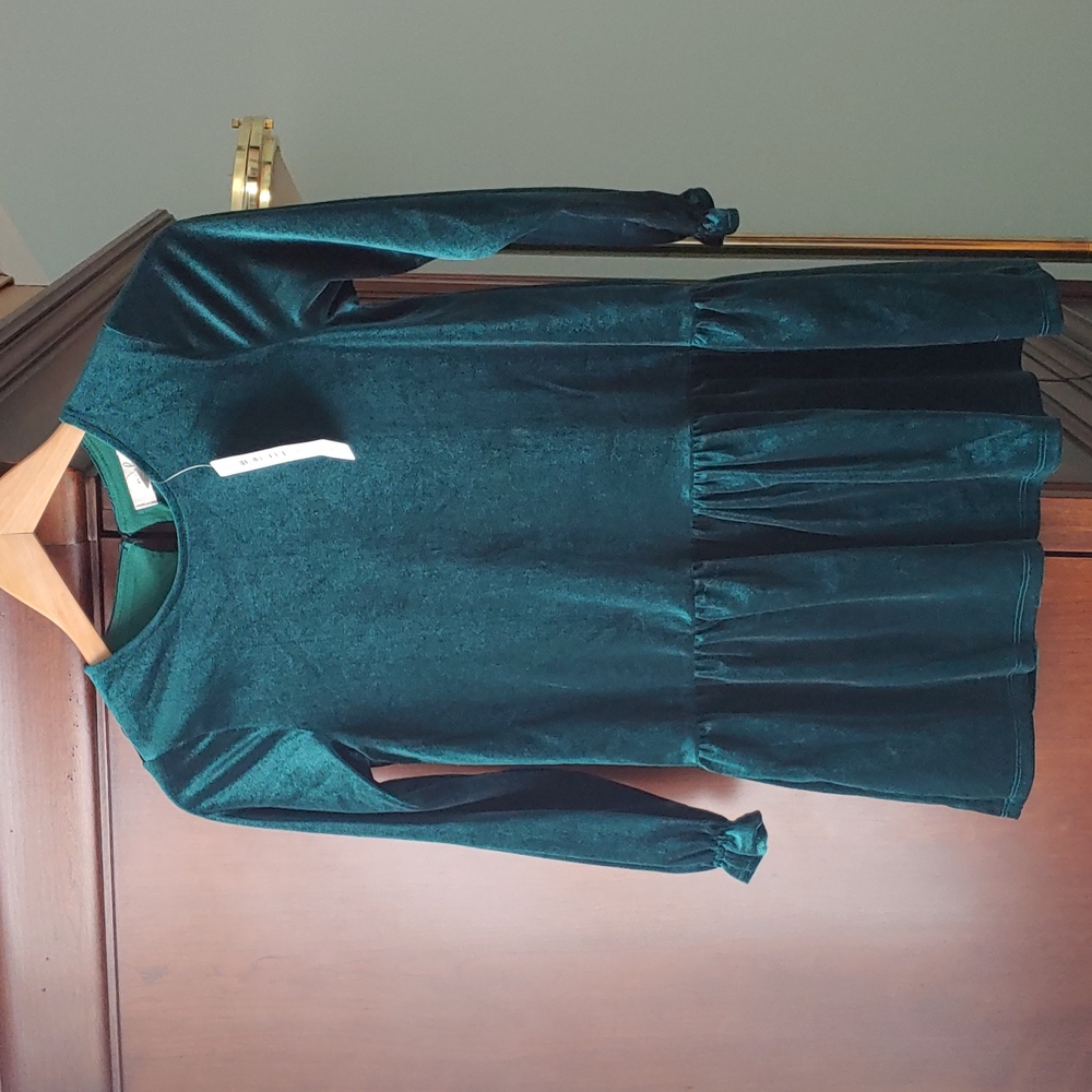 NWT Green Velvet Shift Dress